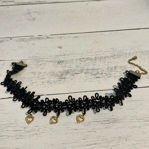 Black and Gold Heart Choker Necklace